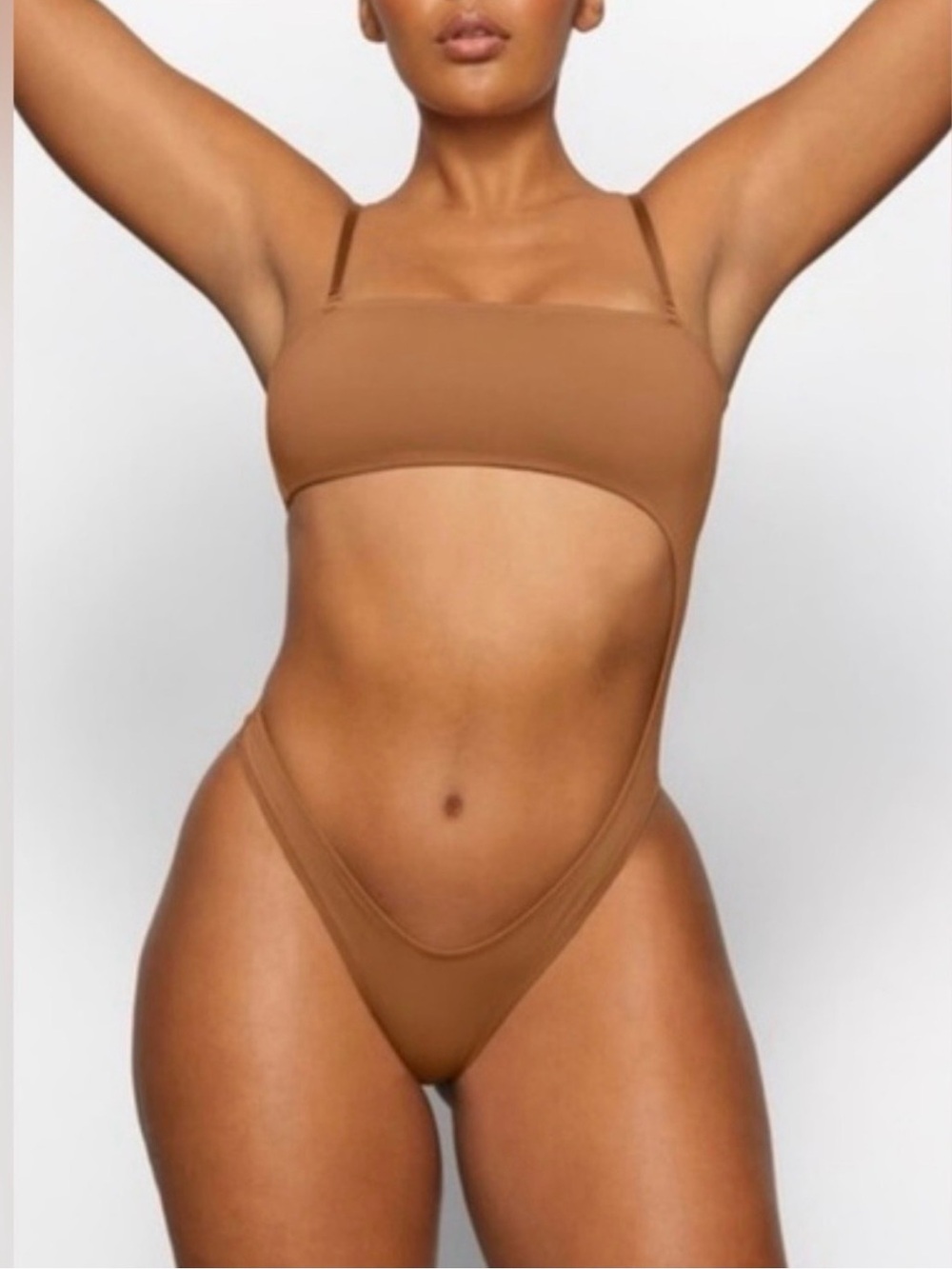 NWT SKIMS Strapless Monokini in Tan